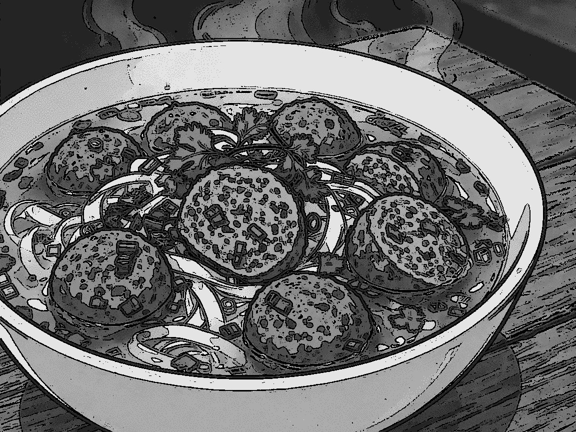 经典牛丸河粉概念图黑白漫画版